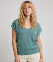 Pull Lexi en maille pailleté - turquoise