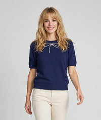 Pull manches courtes nœud Perle - marine