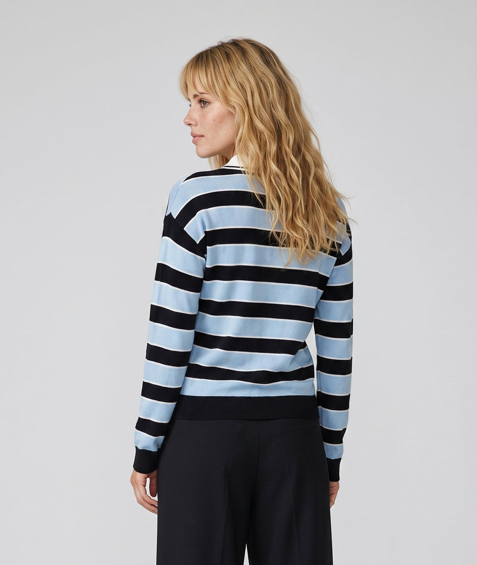 Pull Polo bleu et noir à rayures — marque Carnaby