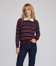 Pull Polo bordeaux et marine à rayures — marque Carnaby