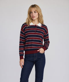 Pull Polo bordeaux et marine à rayures — marque Carnaby