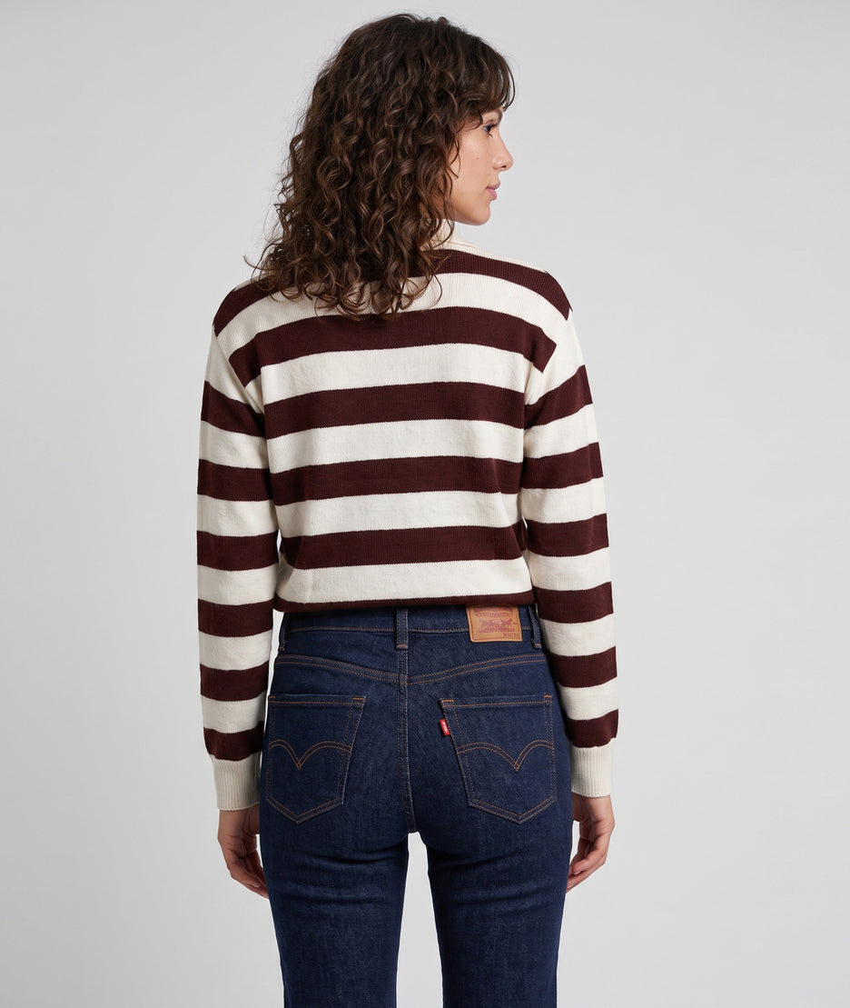 Pull Polo marron et blanc à rayures — marque Carnaby