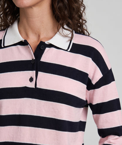 Pull Polo rose à rayures — marque Carnaby