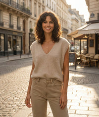 Pull Sama sans manche - rose