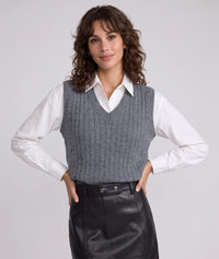 Pull sans manches Stephy col V - gris