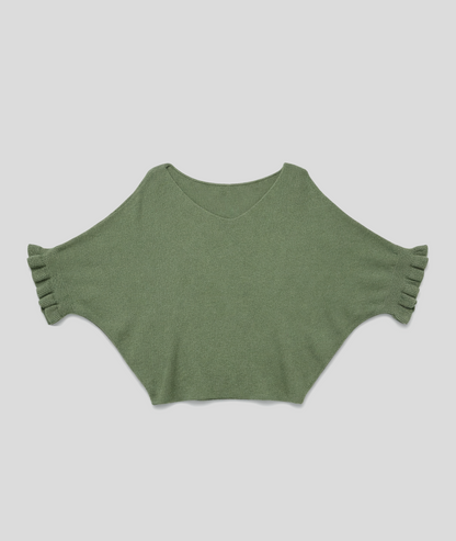 Pull Violyvi manches à volants - kaki