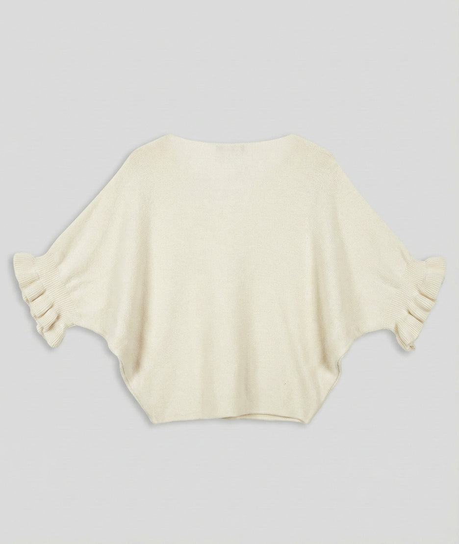 Pull manches à volants Violyvi ecru face arrière