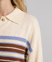Pull Will écru style polo à rayures — marque Carnaby