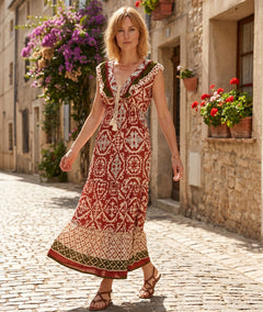 Robe longue Bali - rouge face avant