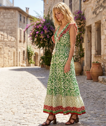 Robe longue Bali - vert face avant