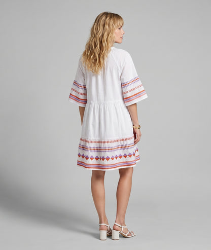 Robe Broda courte à broderies colorées ecru dos