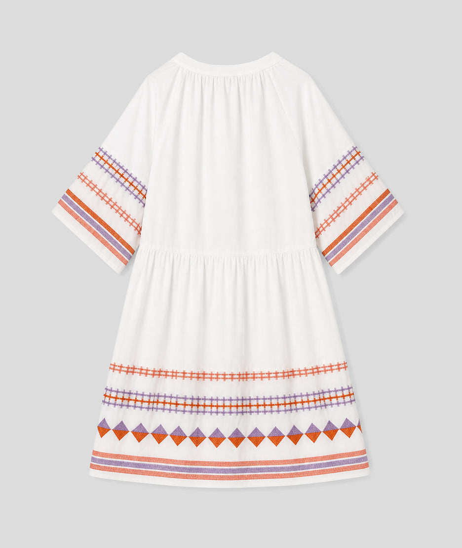Robe Broda courte à broderies colorées ecru dos