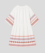 Robe Broda courte à broderies colorées ecru dos