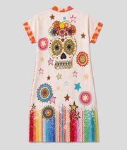 Robe Colors ample fantaisie orange dos
