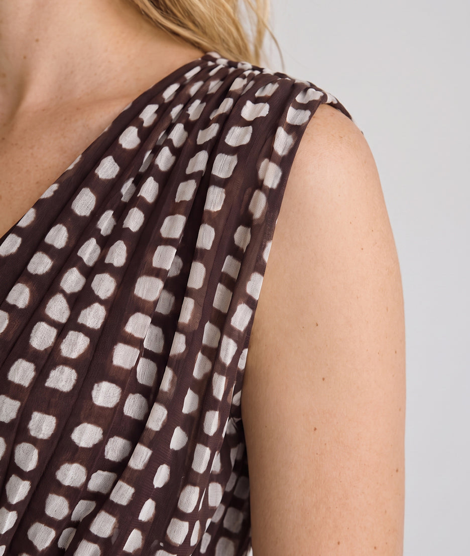 Robe longue Daino choco plissée à motif — marque Carnaby