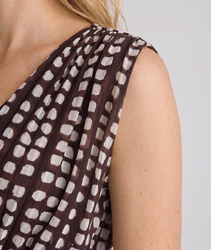Robe longue Daino choco plissée à motif — marque Carnaby