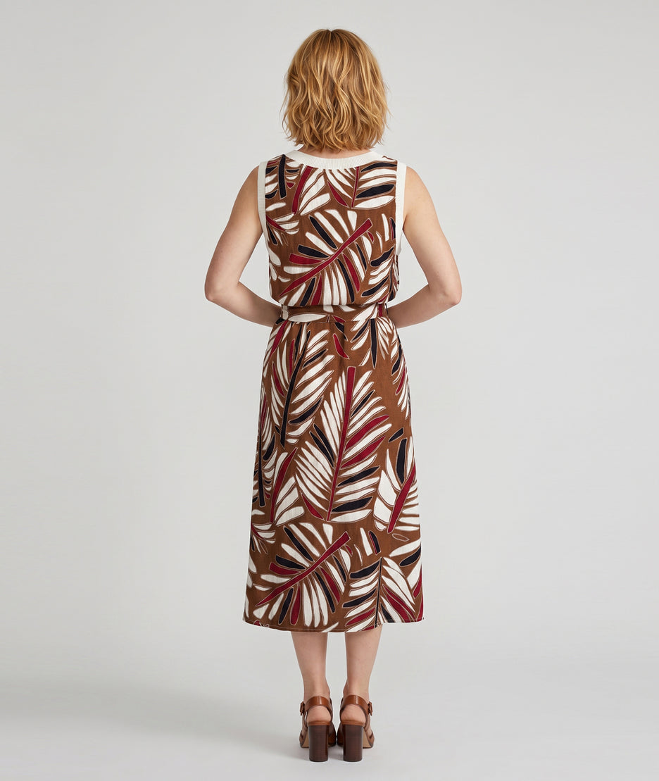 Robe longue Dorie choco à motifs avec ceinture — marque Carnaby