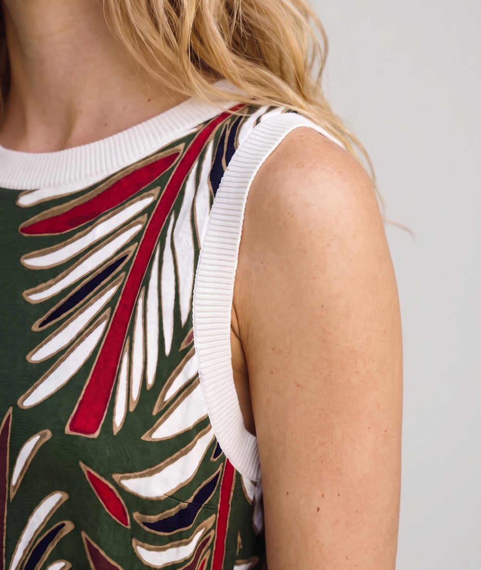 Robe longue Dorie vert à motifs avec ceinture — marque Carnaby