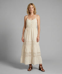 Robe longue Ella avec broderies ajourées - blanc