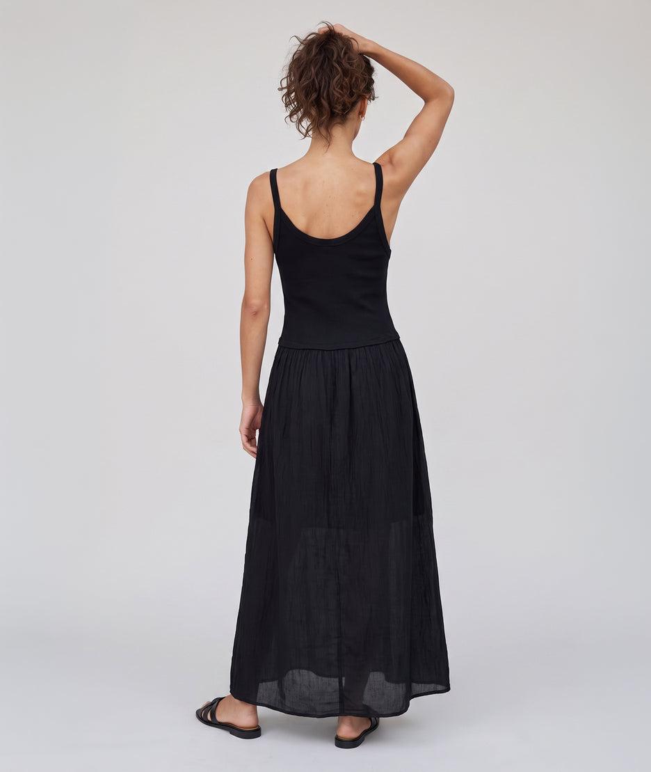 Robe longue Fina noire dos - Carnaby