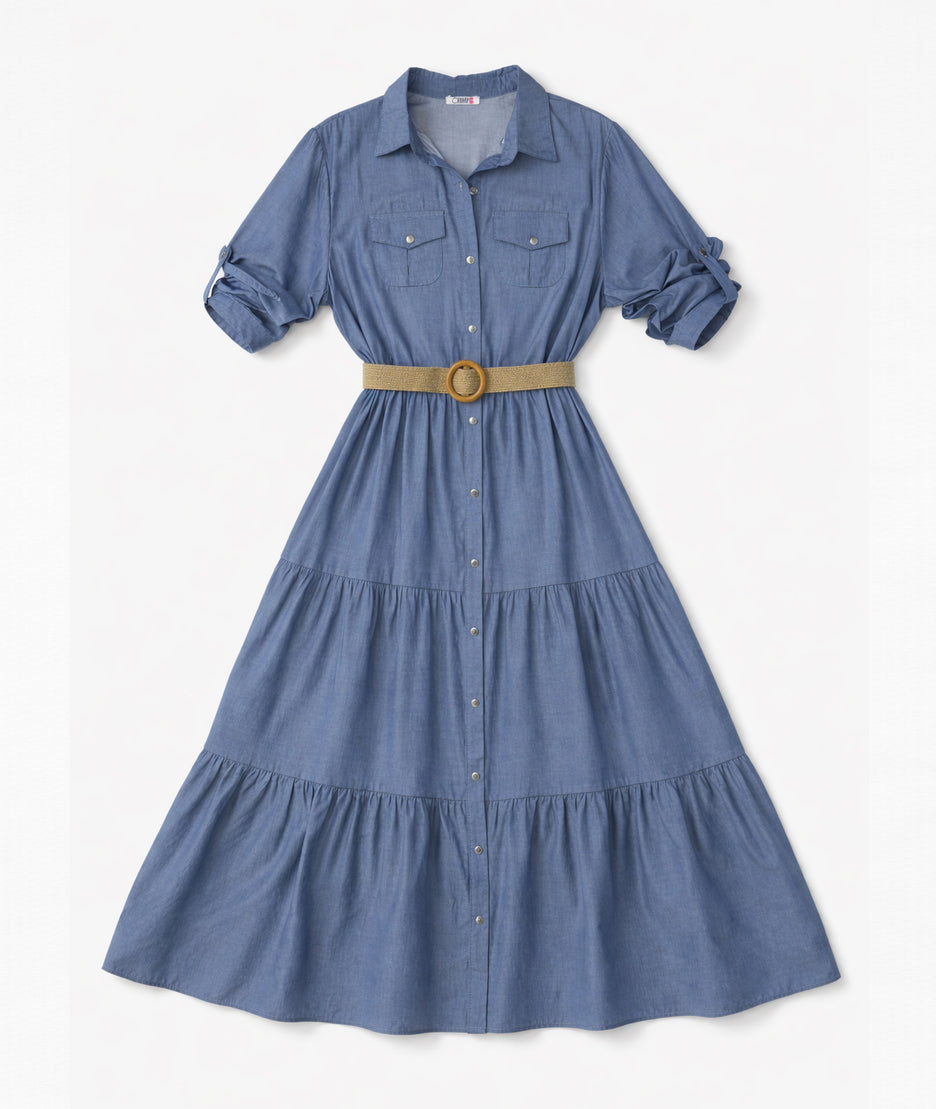 Robe Ingrid longue fluide - jean clair