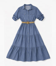 Robe Ingrid longue fluide - jean clair