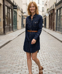 Robe Janna chemise à ceinture - jean brut