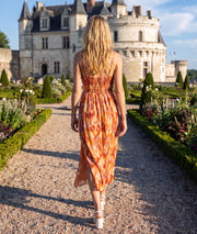Robe joanna longue satinée rose dos