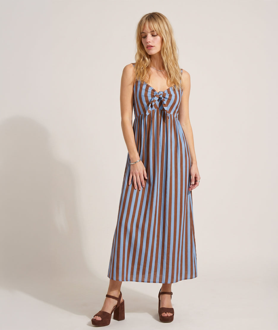 Robe longue Jordana à rayures face avant