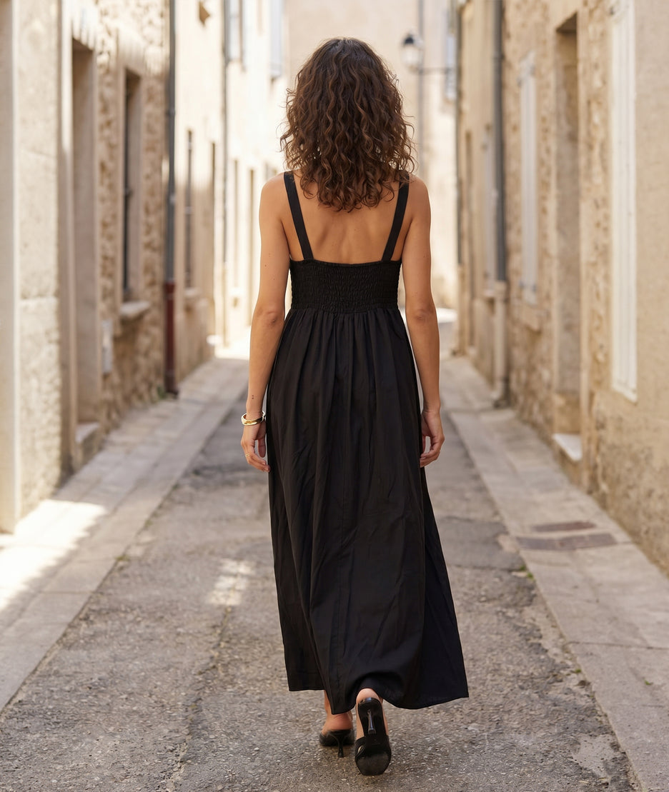 Robe longue Jordana noir dos — marque Carnaby