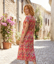 Robe motif fleuri Juli rouge dos — marque Carnaby
