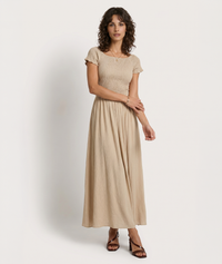 Robe longue Laura smockée - marron