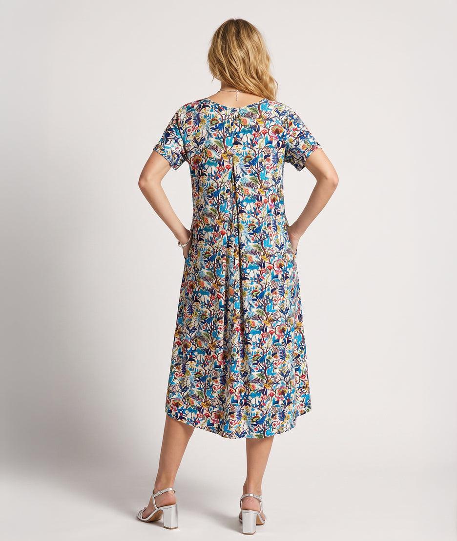 Robe Madrid imprimé floral bleu face arrière Carnaby