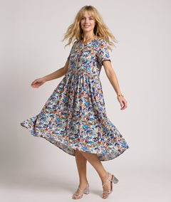 Robe Madrid imprimé floral bleu face avant Carnaby