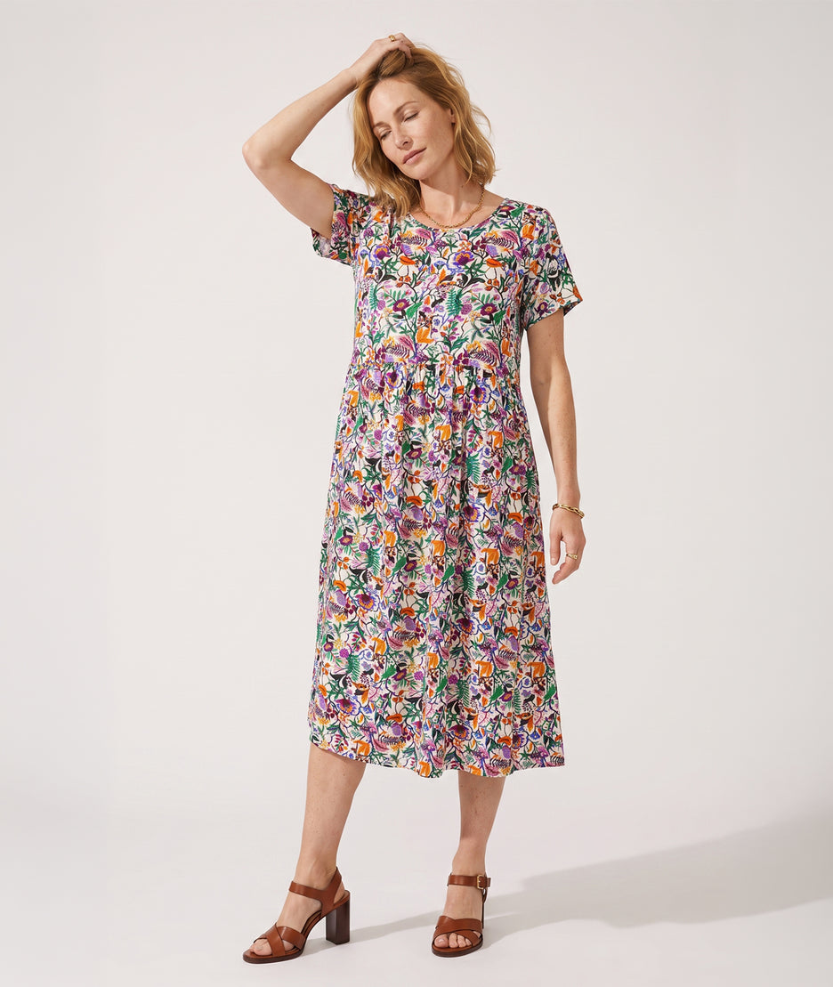 Robe Madrid imprimé floral violet face avant Carnaby