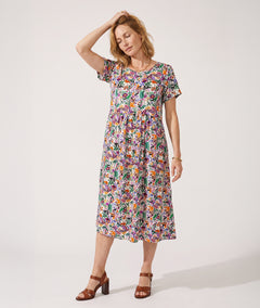 Robe Madrid imprimé floral violet face avant Carnaby