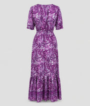 Robe Manon longue smockée imprimé paisley face arrière