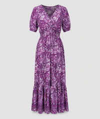 Robe Manon longue smockée imprimé paisley  - vert