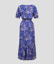 Robe Manon longue smockée imprimé paisley  - violet