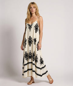 Robe longue Marla - blanc/noir face avant