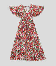 Robe Narnia longue fleuri rouge dos