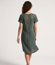 Robe Natalya kaki en lin dos — marque Carnaby