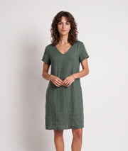 Robe Natalya kaki en lin face — marque Carnaby