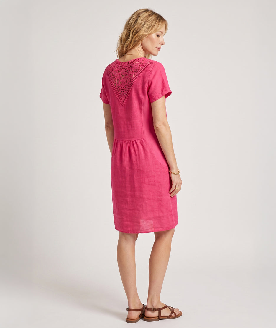 Robe Natalya fushia en lin dos — marque Carnaby