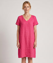 Robe Natalya fushia en lin face — marque Carnaby