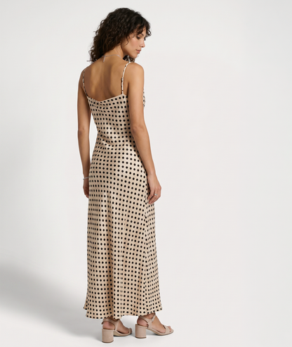 Robe Poina écru à pois  dos ouvert fines bretelles - Carnaby