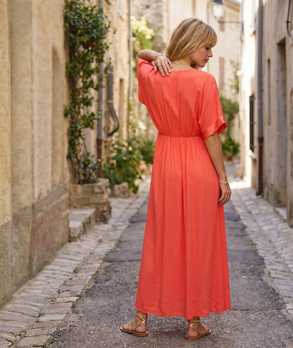 Robe Sianna maxi twist V plongeant face arrière