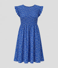 Robe Sinka courte smockée fleurs liberty - vert