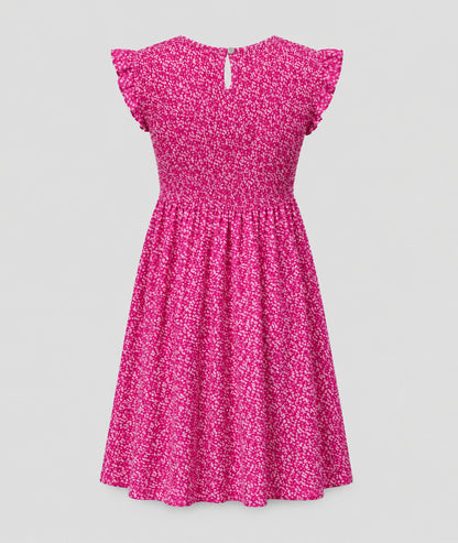 Robe Sinka fushia buste smocké jupe corolle ouverture goutte d'eau dos fond blanc - Carnaby