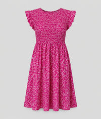Robe Sinka courte smockée fleurs liberty - vert